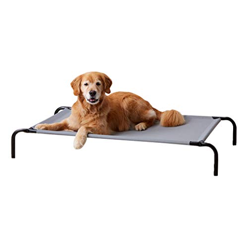 Amazon Basics Cooling Elevated Pet Bed, Large (51 x 31 x 8 Inches), Grey