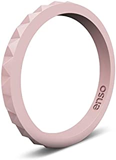 Enso Rings Stackable Pyramid Silicone Wedding Ring  Hypoallergenic Unisex Stackable Wedding Band  Comfortable Minimalist Band  2.5mm Wide, .8mm Pink Sand. Size: 8