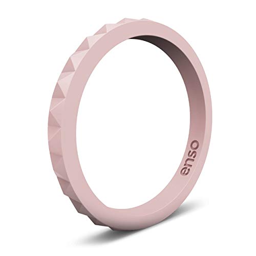 Enso Rings Stackable Pyramid Silicone Wedding Ring  Hypoallergenic Unisex Stackable Wedding Band  Comfortable Minimalist Band  2.5mm Wide, .8mm Pink Sand. Size: 8