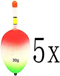 BARUSZO 5 Pcs/Set Fishing EVA Floats Foam Bobbers Assorted Sizes,Vertical Luminous Night Lighting Bobbers for Fishing Assortment Large Bobbers & Small Bobbers (10g)