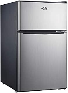 Walsh WSR31TS1 Compact Refrigerator,  Dual Door Fridge, Adjustable Mechanical Thermostat with True Freezer, Reversible Doors,3.1 Cu.Ft, Stainless Steel Look