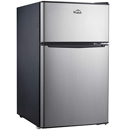 Walsh WSR31TS1 Compact Refrigerator,  Dual Door Fridge, Adjustable Mechanical Thermostat with True Freezer, Reversible Doors,3.1 Cu.Ft, Stainless Steel Look