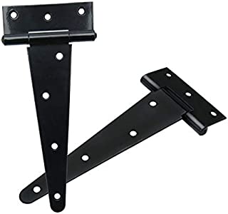 TamBee T-Strap Shed Hinge Gate Strap Heavy Duty Hinge Door Barn Gates Hinges Black Wrought Hardware Iron Rustproof (2, 8inch)