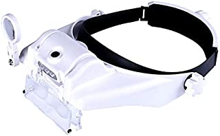 Lighted Head Magnifying Glasses Visor Headset with Light Headband Magnifier Loupe Hands-Free for Close Work,Sewing,Crafts,Reading,Repair,Jewelry(1.5X to 13.0X)