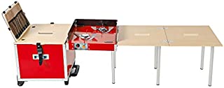 Eat-Camp Camping Stove Portable Propane Gas Stove Folding Cooking Station with Propane Adapter Gas Stove+Table+Storage Suitcase 3 in 1 Outdoor Camping Kitchen for Family Party (Red)