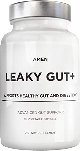 Amen Leaky Gut Supplements - Advanced Formula with Bioavailable L Glutamine, Zinc, Turmeric, Licorice Root - Bowel and Stomach Probiotics & Fermented Prebiotics - Vegan, Non-GMO - 90 Capsules