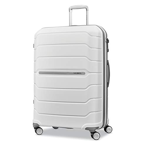 Samsonite Freeform Hardside Expandable with Double Spinner Wheels, White, Checked-Large 28-Inch