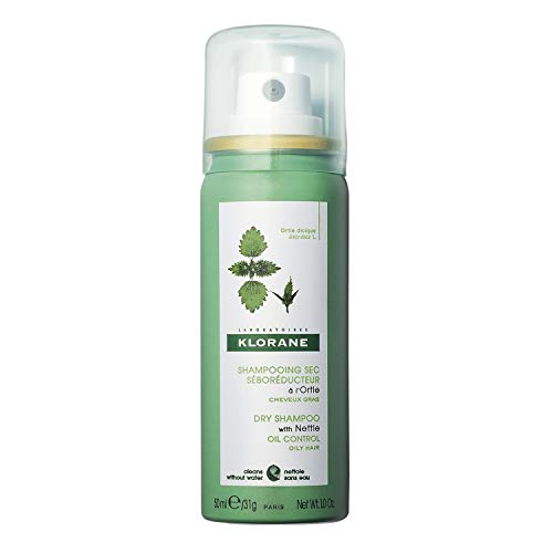 Klorane Dry Shampoo with Nettle for Oily Hair and Scalp, Regulates Oil Production, Paraben & Sulfate-Free, Travel Size, 1 oz.