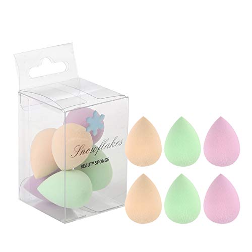 Snowflakes Mini Makeup Sponge Blender, 6 Pcs Multi-Color Beauty Sponge for Foundation, Powder,Concealer and BB Cream. Apply to Face,Corner of Nose, and Under Eyes,Highlight and Contour, LATEX Free.