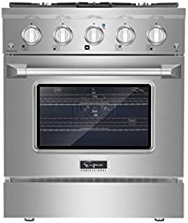 Empava 30 Inch Pro-Style Slide-In Single Oven Gas Range with 4 Sealed Ultra High-Low Burners-Heavy Duty Continuous Grates in Stainless Steel, 30 Inch