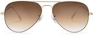 Bolo.ban aviator sunglasses for men women crystal glass lens mirrored glasses 100% UV400 protection (gradient brown, 62)