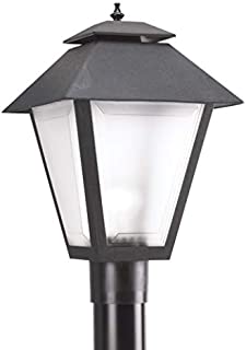 Sea Gull Lighting 82065-12 Polycarbonate One-Light Outdoor Post Lantern Outside Fixture, Black Finish