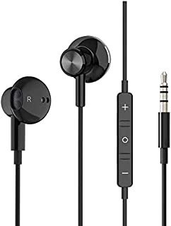Wired Earbuds Noise Isolating In-Ear Headphones Earphones with Mic Volume Control 3.5mm Plug for Sports Workout Compatible with Cell Phones Android Samsung Galaxy Moto Tablets Laptops Computer (Black)