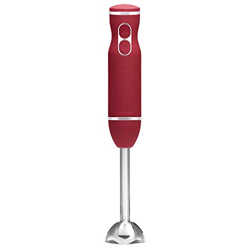 Chefman Immersion Stick Hand Blender with Stainless Steel Blades, Powerful Electric Ice Crushing 2-Speed Control Handheld Food Mixer, Purees, Smoothies, Shakes, Sauces & Soups, Red