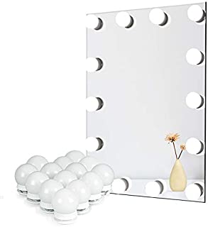 Waneway Vanity Lights for Mirror, DIY Hollywood Lighted Makeup Vanity Mirror Dimmable Lights, Stick on LED Mirror Light Kit for Vanity Set, Plug in Makeup Light for Bathroom Wall Mirror, 14-Bulb