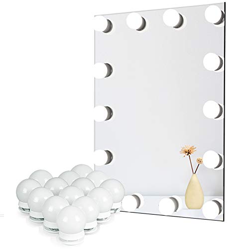 Waneway Vanity Lights for Mirror, DIY Hollywood Lighted Makeup Vanity Mirror Dimmable Lights, Stick on LED Mirror Light Kit for Vanity Set, Plug in Makeup Light for Bathroom Wall Mirror, 14-Bulb