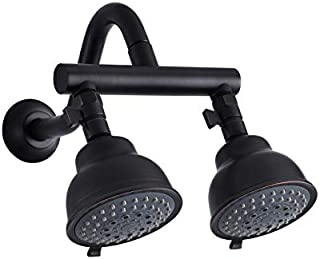 HAOXIN Double Shower Head with Shower Head Shut-Off Valve and Shower Arm,2 Shower Head High Pressure 5 Function Showerheads Sprayers,Oil Rubbed Bronze,STTZB01