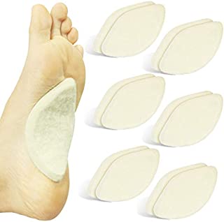 ViveSole Arch Support Pads (6 Pairs) Adhesive Felt Foot Insert - Men Women - for Shoes, Sandals, Flip Flops, Boots, High Heels, Flat Feet, High Arches, Plantar Fasciitis