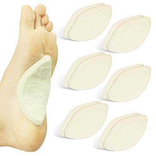 ViveSole Arch Support Pads (6 Pairs) Adhesive Felt Foot Insert - Men Women - for Shoes, Sandals, Flip Flops, Boots, High Heels, Flat Feet, High Arches, Plantar Fasciitis