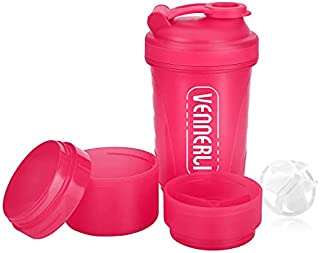 Protein Shaker Bottle 20oz Shaker Cup with Ball Shaker Bottle for Protein Mixes 600ml Gym Water Bottle with Storage BPA-Free Sports Water Jug for Fitness, Traveling, Indoor and Outdoor Activity