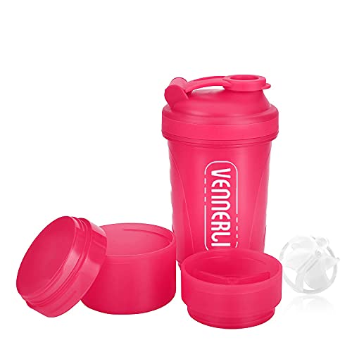 Protein Shaker Bottle 20oz Shaker Cup with Ball Shaker Bottle for Protein Mixes 600ml Gym Water Bottle with Storage BPA-Free Sports Water Jug for Fitness, Traveling, Indoor and Outdoor Activity