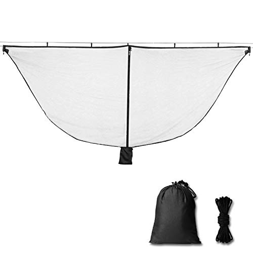 Alucky Hammock Net Camping Mosquito Net, No See Ums & Repels Insect, Polyester Netting for 360 Degree Protection, Double Sided Zipper for Easy Access Fits for All Camping HammocksBlack