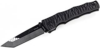 Cool Hand 3.25'' Tanto Polished Black Ceramic Blade w/ 4.25'' Grippy Black G10 Handle in Bamboo Style, Great Collection for Ninja Enthusiast