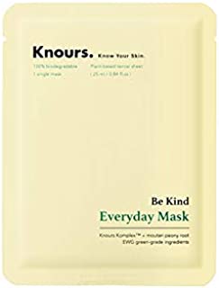 Knours Be Kind Everyday Mask (1ct) | 99% Natural Ingredients Hydrating + Soothing + Revitalizing + Relaxing Effect Facial Nourishing Sheet Mask (EWG Verified Clean Beauty, Cruelty Free, Vegan)
