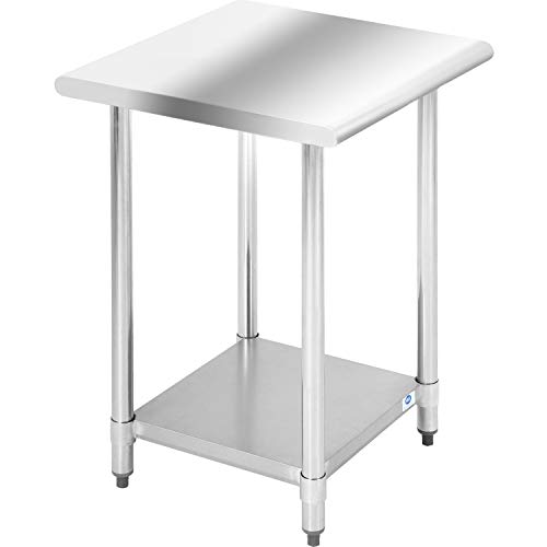 Kitchen Work Table Scratch Resistent and Antirust Metal Stainless Steel Work Table with Adjustable Table Foot Scratch Resistent (24Wx24L)