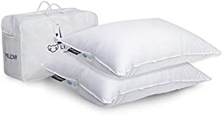 Lincove White Down Luxury Sleeping Pillow Set of 2 - 800 Fill Power, 600 Thread Count Cotton Cover (Standard - Firm)