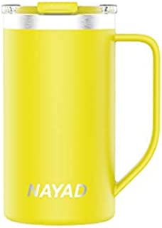 NAYAD Metro Stainless Steel Vacuum Insulated Thermos Coffee Mug, Travel Water Bottle with Lid for Iced Cold/Hot Drinks (Neon Yellow, 20 oz)