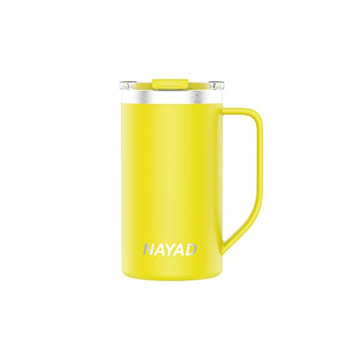 NAYAD Metro Stainless Steel Vacuum Insulated Thermos Coffee Mug, Travel Water Bottle with Lid for Iced Cold/Hot Drinks (Neon Yellow, 20 oz)