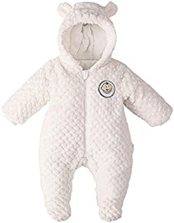 DDY Baby Fleece Snowsuit Romper Hooded Footed Onesies Flannel Zipper Jumpsuit Winter Coat Outfit Suit for Baby Boy Girl