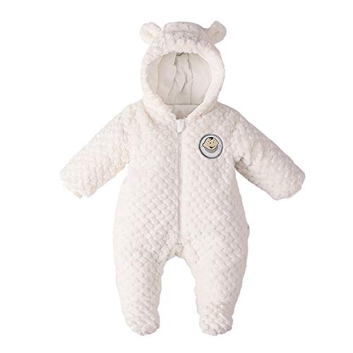 DDY Baby Fleece Snowsuit Romper Hooded Footed Onesies Flannel Zipper Jumpsuit Winter Coat Outfit Suit for Baby Boy Girl