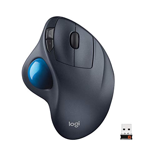 Logitech M570 Wireless Trackball Mouse  Ergonomic Design with Sculpted Right-Hand Shape, Compatible with Apple Mac and Microsoft Windows Computers, USB Unifying Receiver, Dark Gray