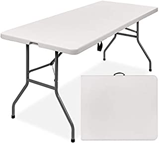 Best Choice Products 6ft Indoor Outdoor Heavy Duty Portable Folding Plastic Dining Table w/Handle, Lock for Picnic, Party, Camping - White