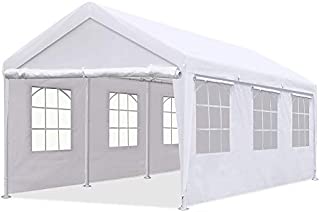 Quictent 10'x20' Heavy Duty Carport Gazebo Canopy Garage Car Shelter White (with Windows)