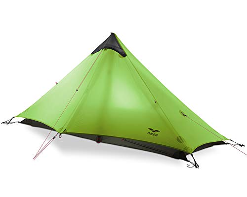 MIER Ultralight Tent 3-Season Backpacking Tent for 1-Person or 2-Person Camping, Trekking, Kayaking, Climbing, Hiking (Trekking Pole is NOT Included), Green, 1-Person