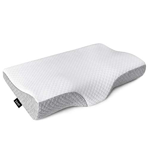 ZAMAT Odorless Memory Foam Pillow, Cervical Pillow for Neck Pain, Adjustable Ergonomic Neck Pillow for Sleeping, Orthopedic Contour Support Bed Pillows for Side Sleepers, Back and Stomach Sleepers