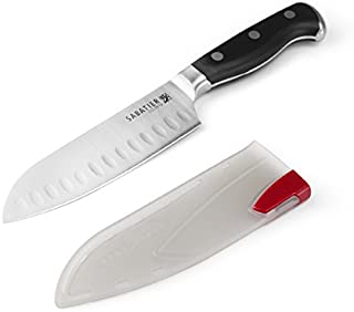 Sabatier Forged Stainless Steel Santoku Knife with EdgeKeeper Self-Sharpening Sheath, 5-Inch