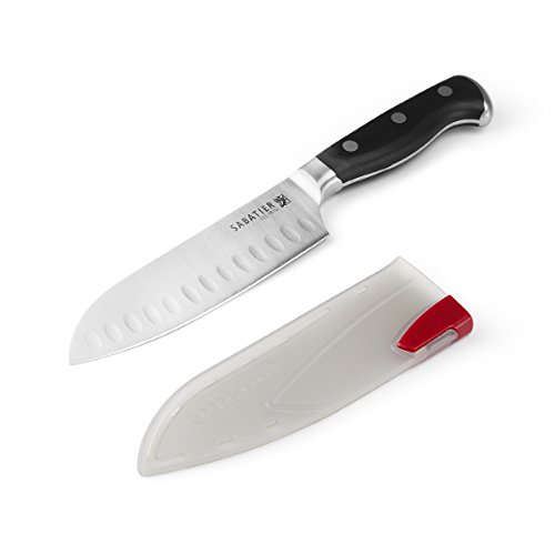 Sabatier Forged Stainless Steel Santoku Knife with EdgeKeeper Self-Sharpening Sheath, 5-Inch