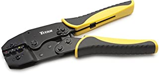 Titan 11477 Ratcheting Wire Terminal Crimper Tool for Insulated Terminals, Fixed Jaw Crimper