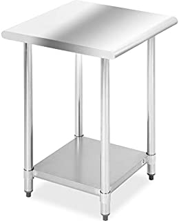 Stainless Steel Work Table Metal Utility Table Commercial Kitchen NSF with Adjustable Table Toot,24Wx24L