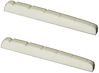 Greenten 2 Pcs 6 String Electric Bone Nut Cattle Bone Slotted Replacement (42 X 3.5, Unbleached)