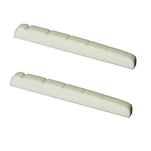 Greenten 2 Pcs 6 String Electric Bone Nut Cattle Bone Slotted Replacement (42 X 3.5, Unbleached)