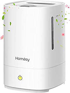 Homasy 4.5L Cool Mist Humidifiers, Top Filling Humidifiers for Bedroom, 28dB Quiet Ultrasonic Humidifier for Baby Room, Fresh Air Humidifier, Sleep Mode & Auto Shut Off, Up to 30 Hours, All White