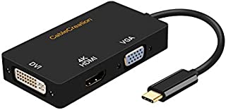 USB C to VGA HDMI DVI Adapter, CableCreation 3 in 1 USB Type C to HDMI VGA DVI Female Converter, Compatible with MacBook Pro 2020, Surface Book 2, ChromeBook Pixel, Mac Mini 2018, XPS 15, Black