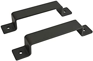 H JINHUI Barn Door Handle, 8 inch Gate Handle Black Set Pack of 2, Door Pull, Pull Handle for Sliding Barn Door Gate Cabinet Closet Drawer Garage Shed- 2 Sets of Different Lengths Screws