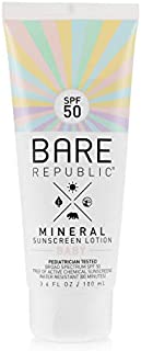 Bare Republic Mineral SPF 50 Baby Sunscreen Lotion. Unscented and Gentle Sunscreen Lotion for Babies 6 Months and Older, 3.4 ounces