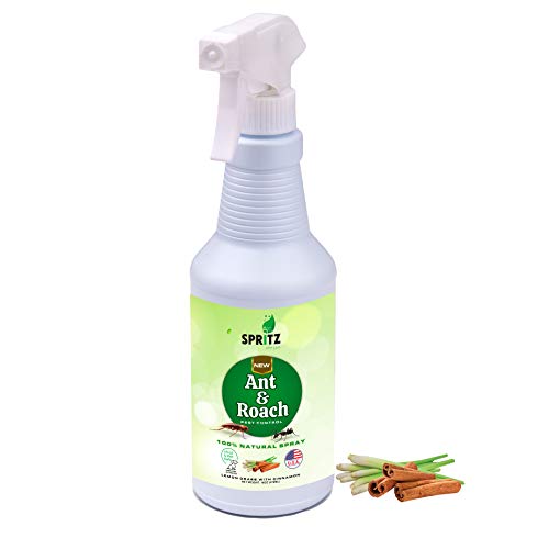 Spritz Organic Pest Control Spray  Ant and Roach Spray  100% Natural Pests Repellent  Kills & Repells Ants and Roaches InstantlyLemongrass Oil, and Cinnamon Oil  Safe for Kids and Pets  16 oz